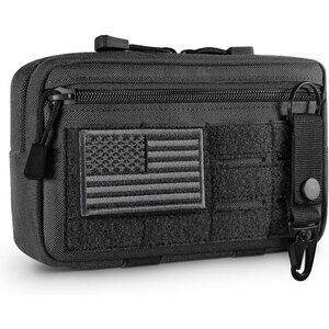 Black Tactical Molle Admin Pouch Utility Laser Cut EDC Tool Bag with Keychain